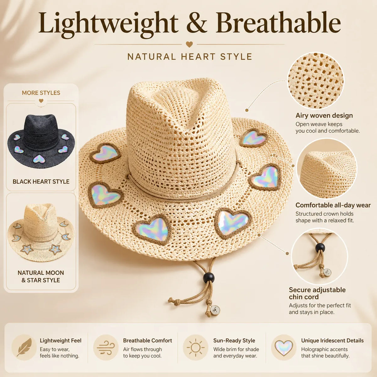 Suncatcher Cowgirl Straw Prism Hat
