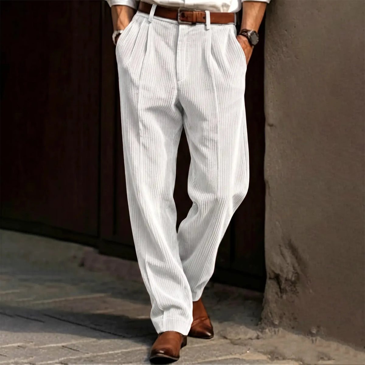 Men's Casual Solid-Color Corduroy Pants