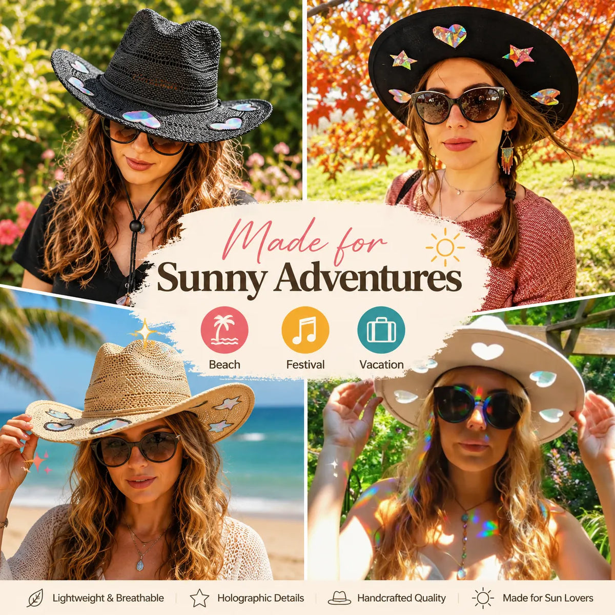 Suncatcher Cowgirl Straw Prism Hat