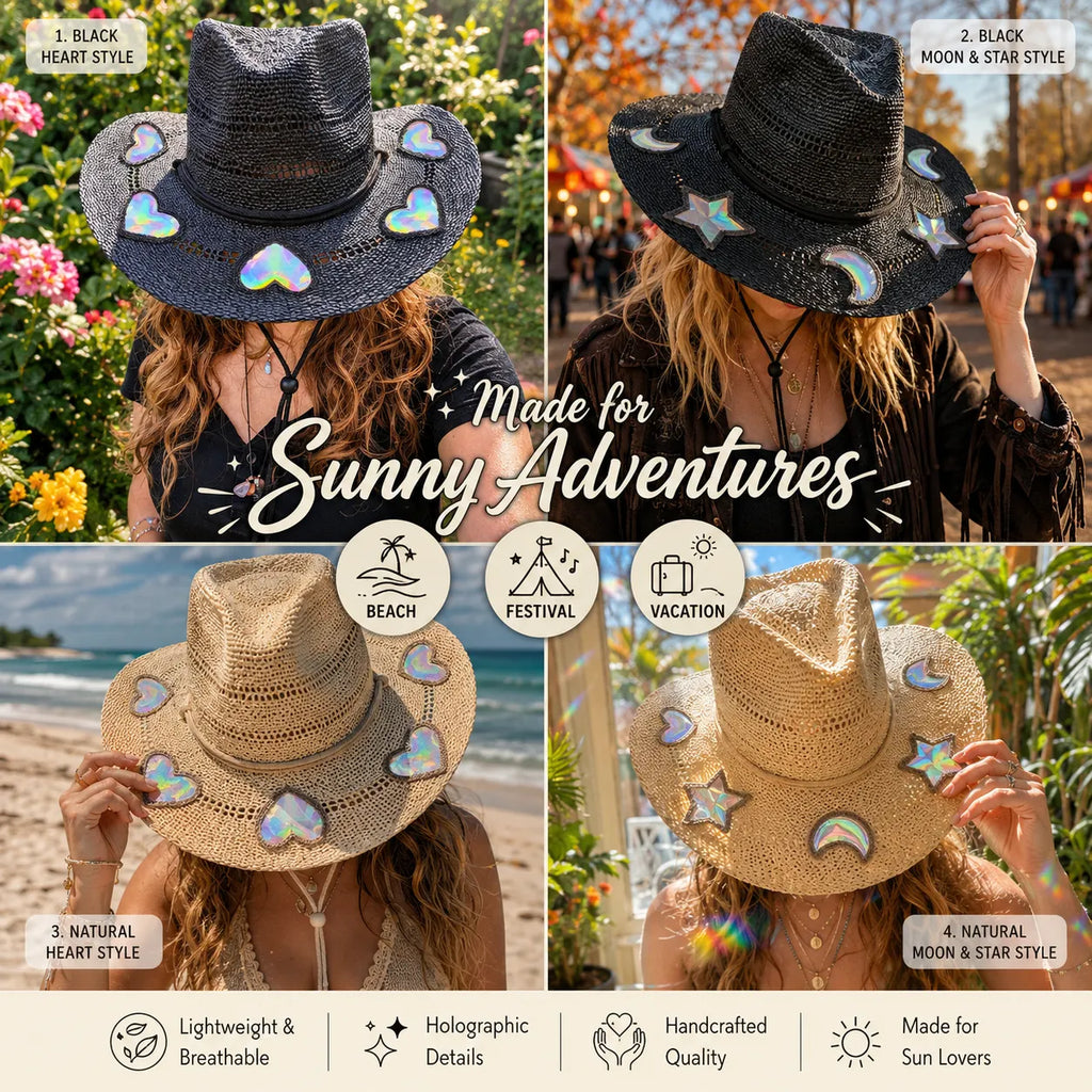 Suncatcher Cowgirl Straw Prism Hat