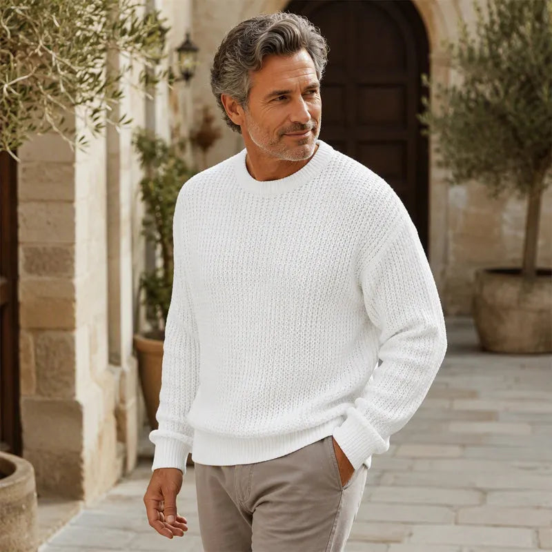 🔥 LIMITED-TIME 60% OFF! Men's Long Sleeve Crew Neck Textured Knit Sweater