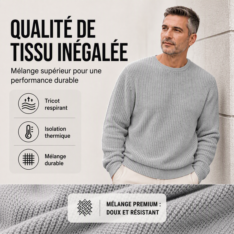 🔥 LIMITED-TIME 60% OFF! Men's Long Sleeve Crew Neck Textured Knit Sweater