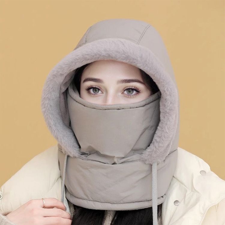 Verdickte Thermomütze mit Plüschfutter und Gesichtsmaske für Damen und Herren