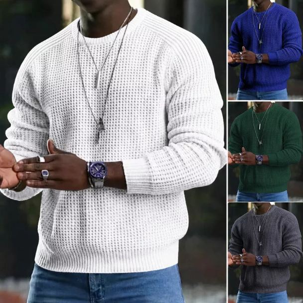 🔥 LIMITED-TIME 60% OFF! Men's Long Sleeve Crew Neck Textured Knit Sweater