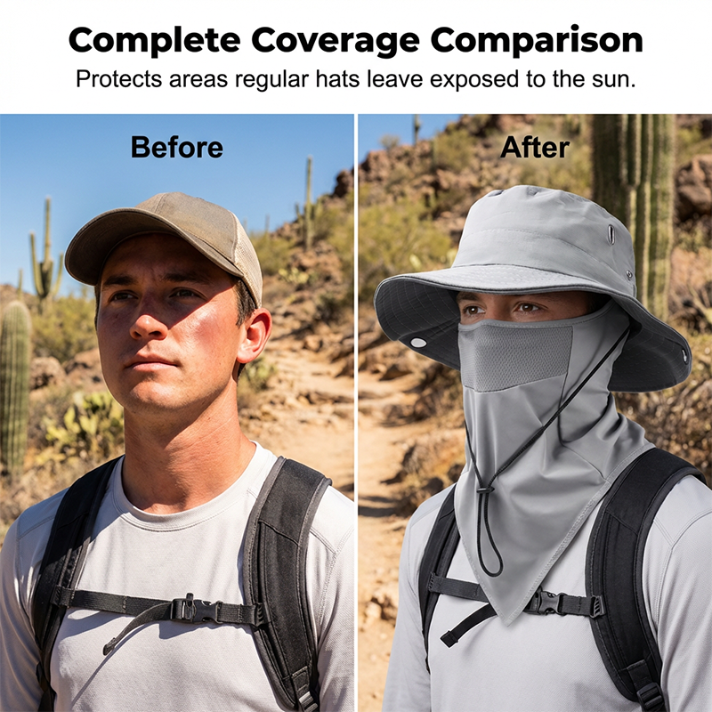 🥳2026 HEISSER VERKAUF🥳🌬️ 50 % RABATT! Atmungsaktive Fischerhut mit abnehmbarer Maske – 2-in-1-Design, Ice-Silk-Material sorgt für angenehme Kühle. Breite Krempe und Nackenschutz für 360°-Sonnenschutz. Verstellbarer Kinnriemen, windabweisend