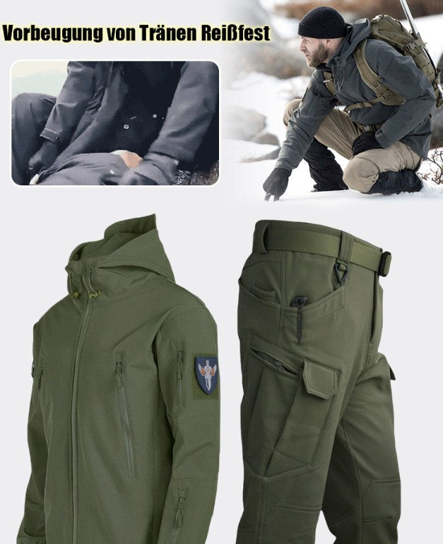 Taktisches Softshell-Jacken- und Hosen-Set • Wasserdicht • Winddicht • Isoliert • Für Winter und Geländeeinsatz geeignet
