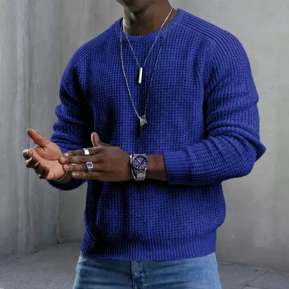 🔥 LIMITED-TIME 60% OFF! Men's Long Sleeve Crew Neck Textured Knit Sweater