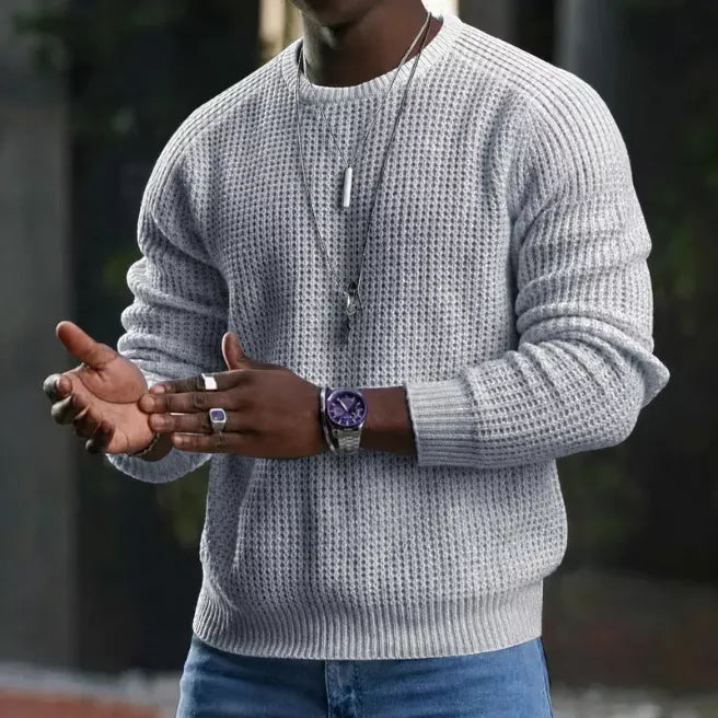 🔥 LIMITED-TIME 60% OFF! Men's Long Sleeve Crew Neck Textured Knit Sweater