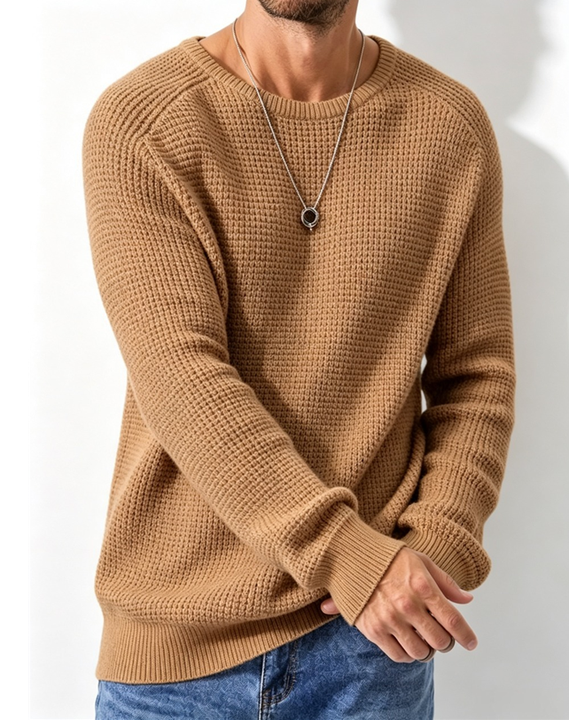 🔥 LIMITED-TIME 60% OFF! Men's Long Sleeve Crew Neck Textured Knit Sweater