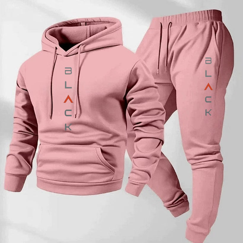 Men's Casual Athletic Hoodie & Jogger Pants 2-Piece Set