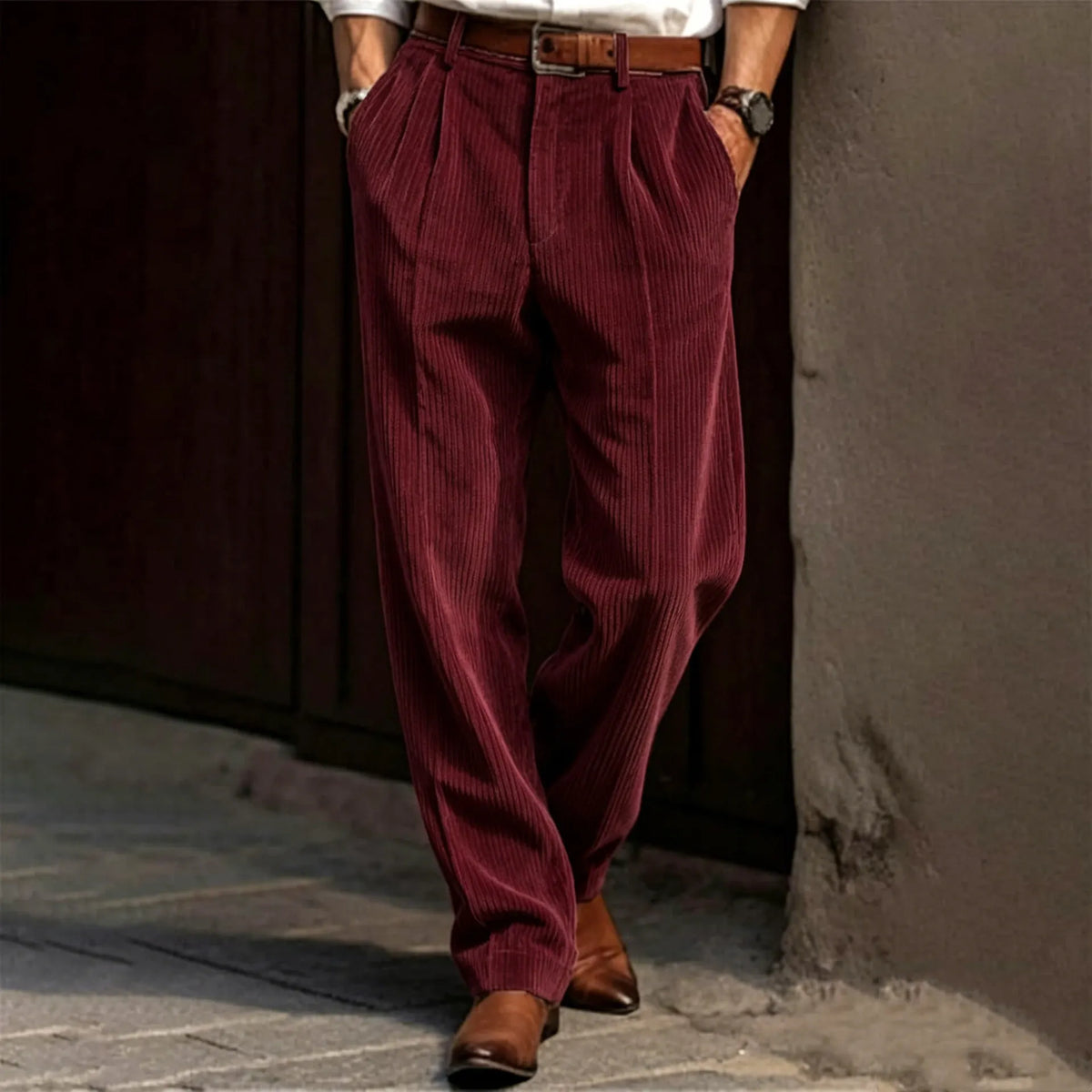 Men's Casual Solid-Color Corduroy Pants