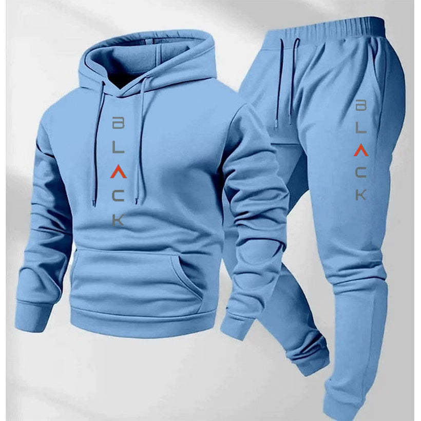 Men's Casual Athletic Hoodie & Jogger Pants 2-Piece Set