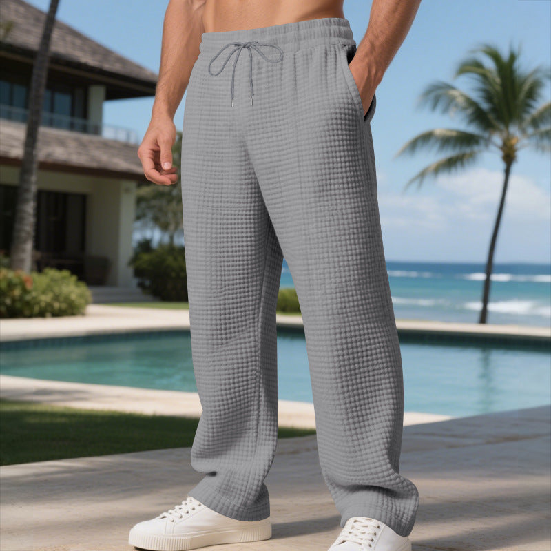 Men's Waffle Knit Loose Athleisure Sweatpants