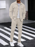 🎉2026 HOT SALE🎉 50% OFF! Men’s Waffle Knit Lapel Collar 2-Piece Set – 2-in-1 Outfit, Soft breathable waffle fabric for all-day comfort. Lapel shirt with chest pockets & drawstring trousers. Multiple colors, sizes S-XXXL. Buy more save more, free shipping