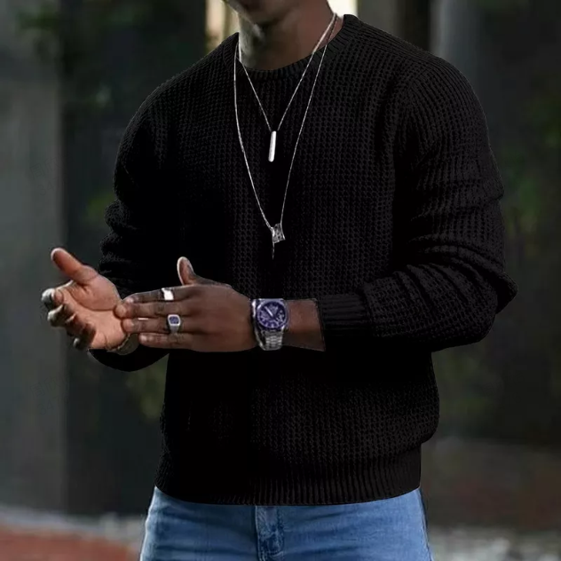 🔥 LIMITED-TIME 60% OFF! Men's Long Sleeve Crew Neck Textured Knit Sweater