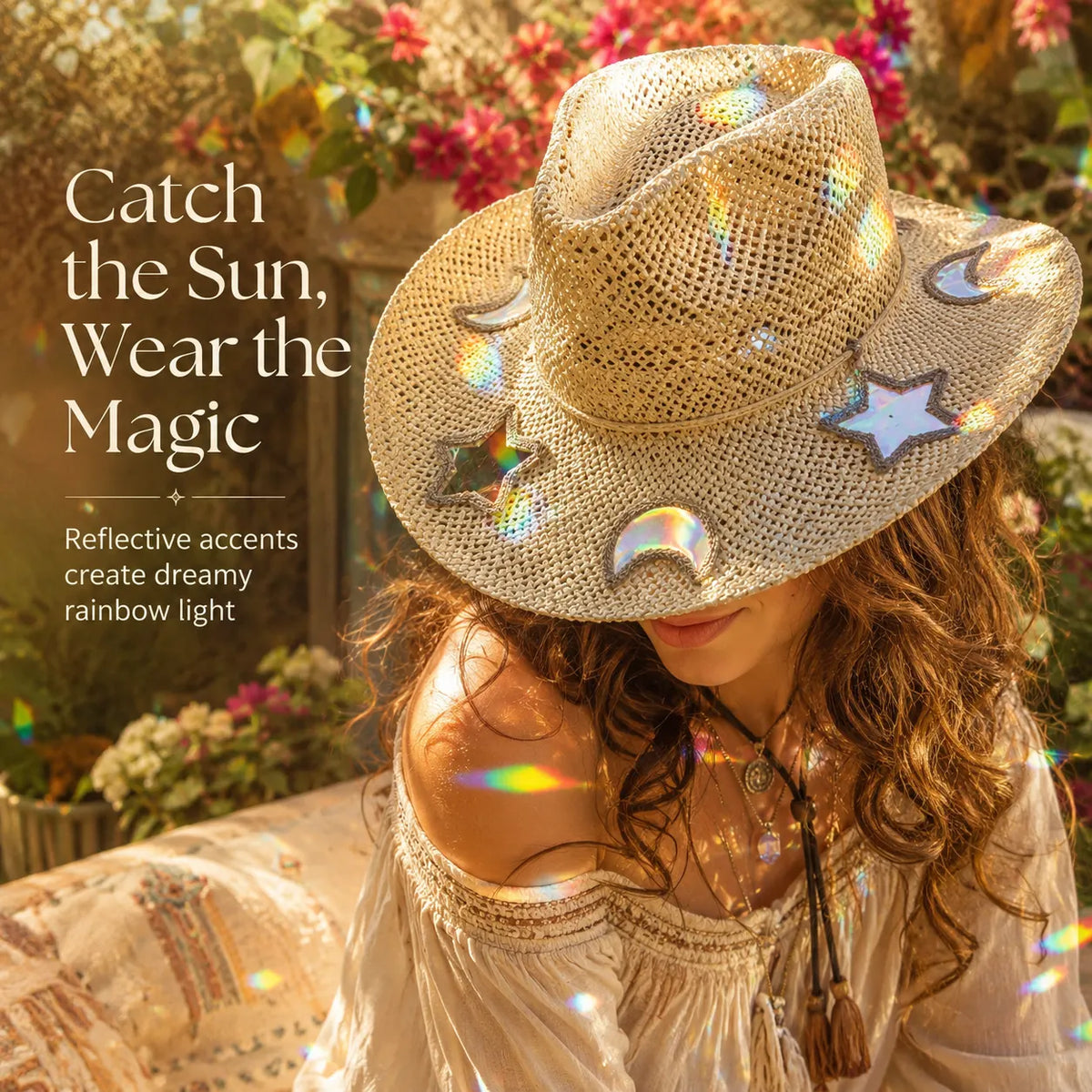 Suncatcher Cowgirl Straw Prism Hat
