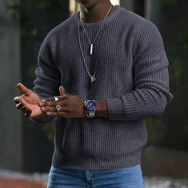 🔥 LIMITED-TIME 60% OFF! Men's Long Sleeve Crew Neck Textured Knit Sweater