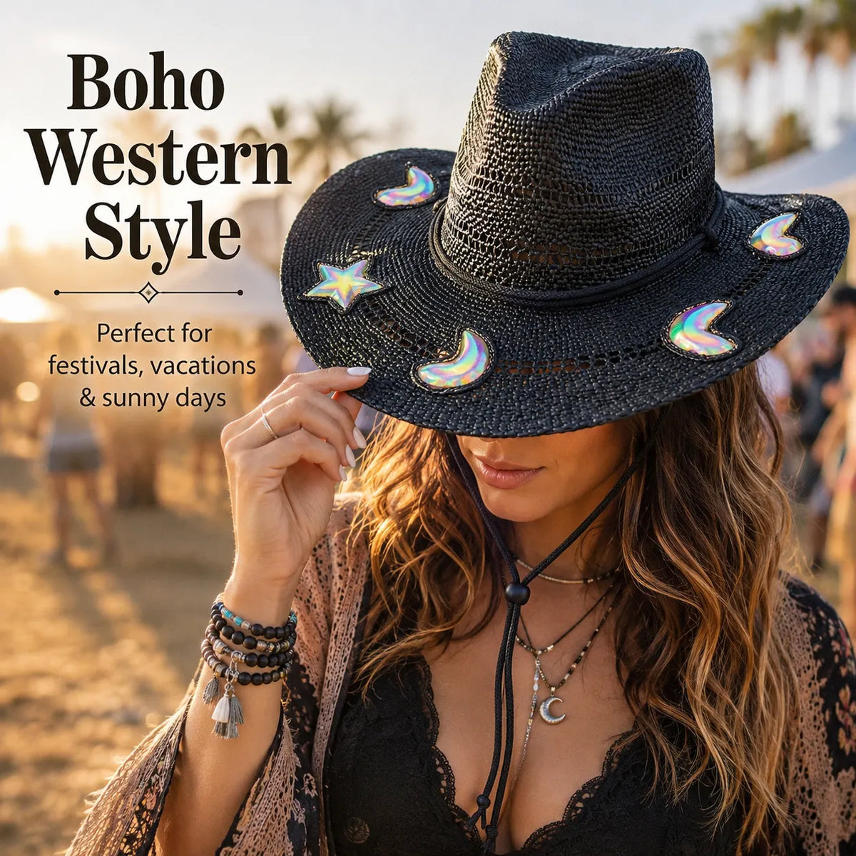 Suncatcher Cowgirl Straw Prism Hat