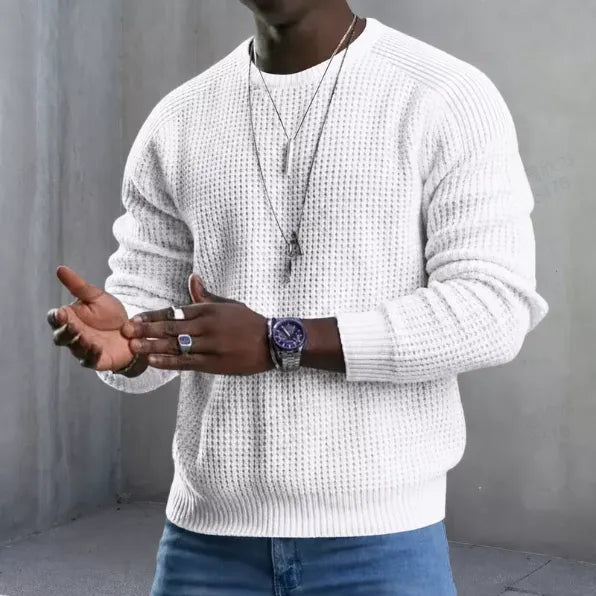 🔥 LIMITED-TIME 60% OFF! Men's Long Sleeve Crew Neck Textured Knit Sweater