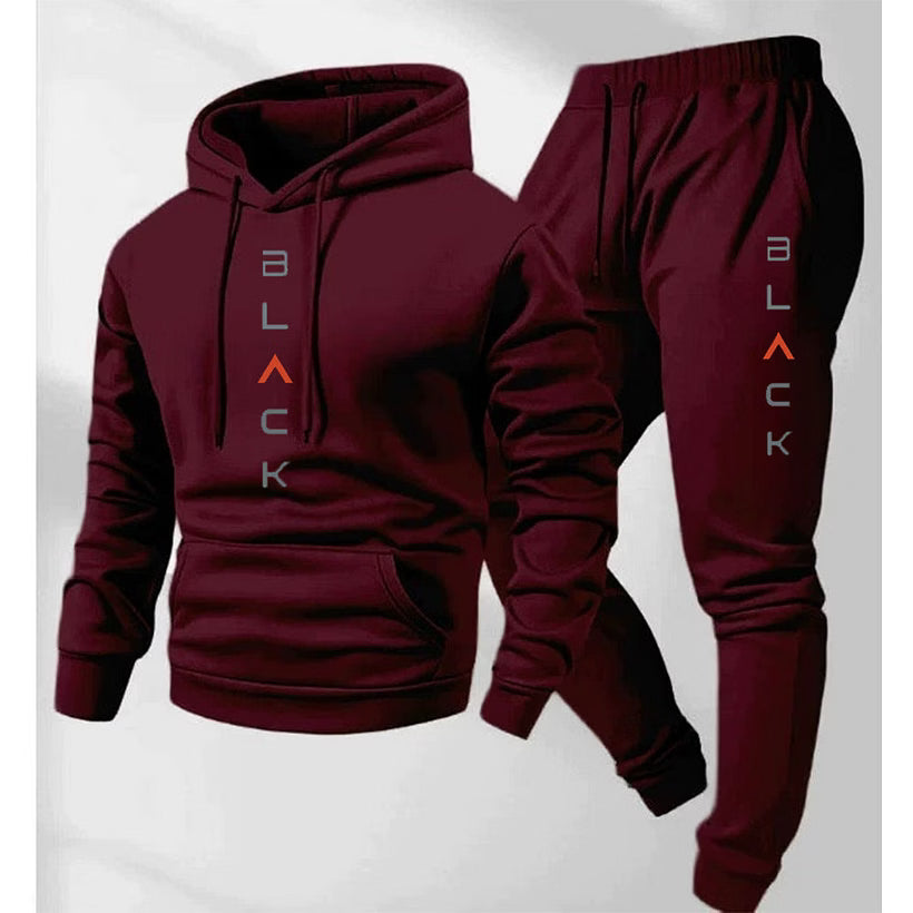 Men's Casual Athletic Hoodie & Jogger Pants 2-Piece Set