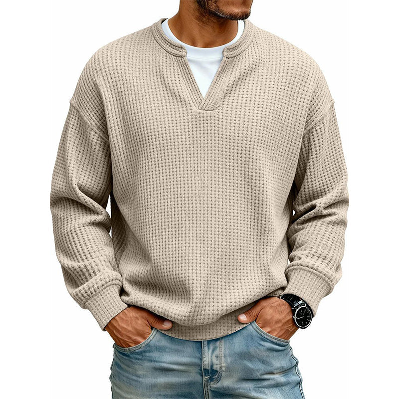 ⏳LAST DAY 66% OFF! 🔥 Timeless Comfort | Men's Textured Waffle Layered-Look Long-Sleeve Tee