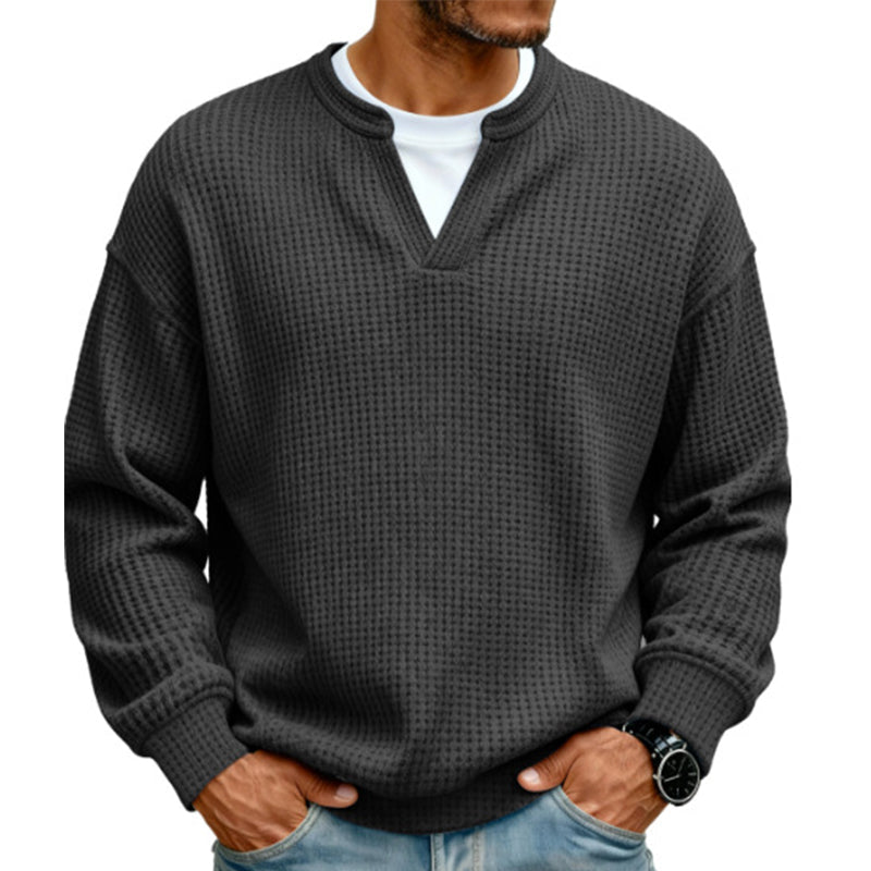⏳LAST DAY 66% OFF! 🔥 Timeless Comfort | Men's Textured Waffle Layered-Look Long-Sleeve Tee