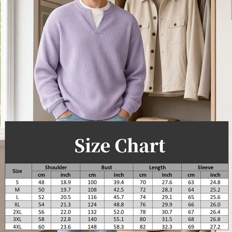 ⏳LAST DAY 66% OFF! 🔥 Timeless Comfort | Men's Textured Waffle Layered-Look Long-Sleeve Tee