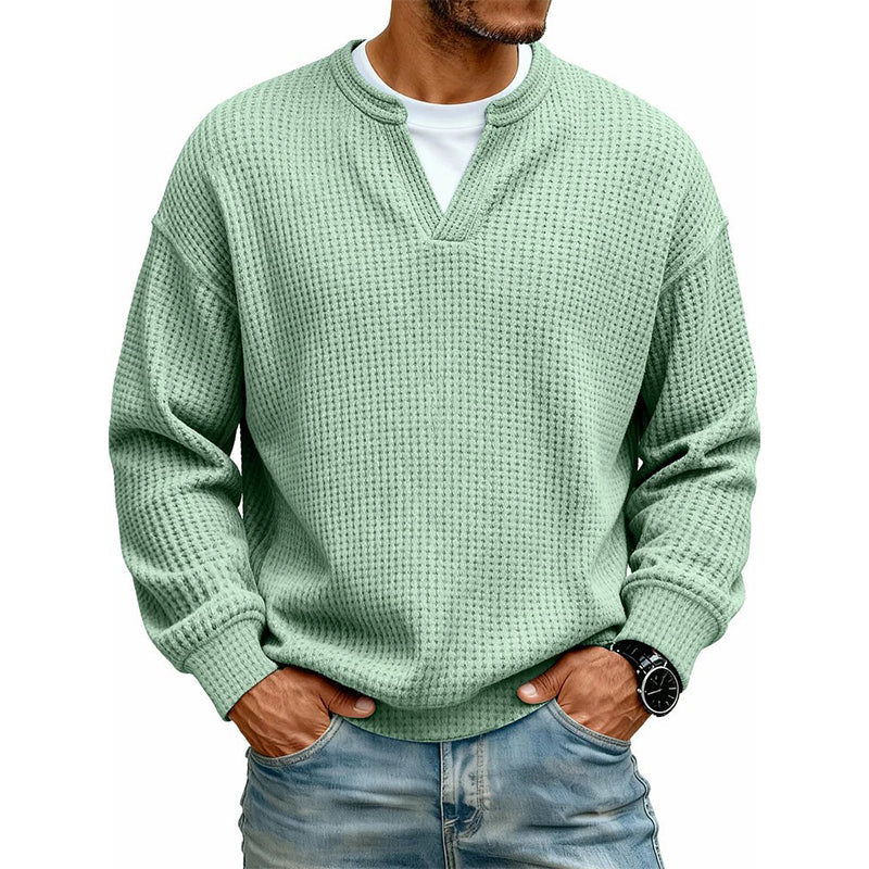⏳LAST DAY 66% OFF! 🔥 Timeless Comfort | Men's Textured Waffle Layered-Look Long-Sleeve Tee