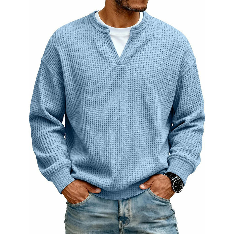 ⏳LAST DAY 66% OFF! 🔥 Timeless Comfort | Men's Textured Waffle Layered-Look Long-Sleeve Tee