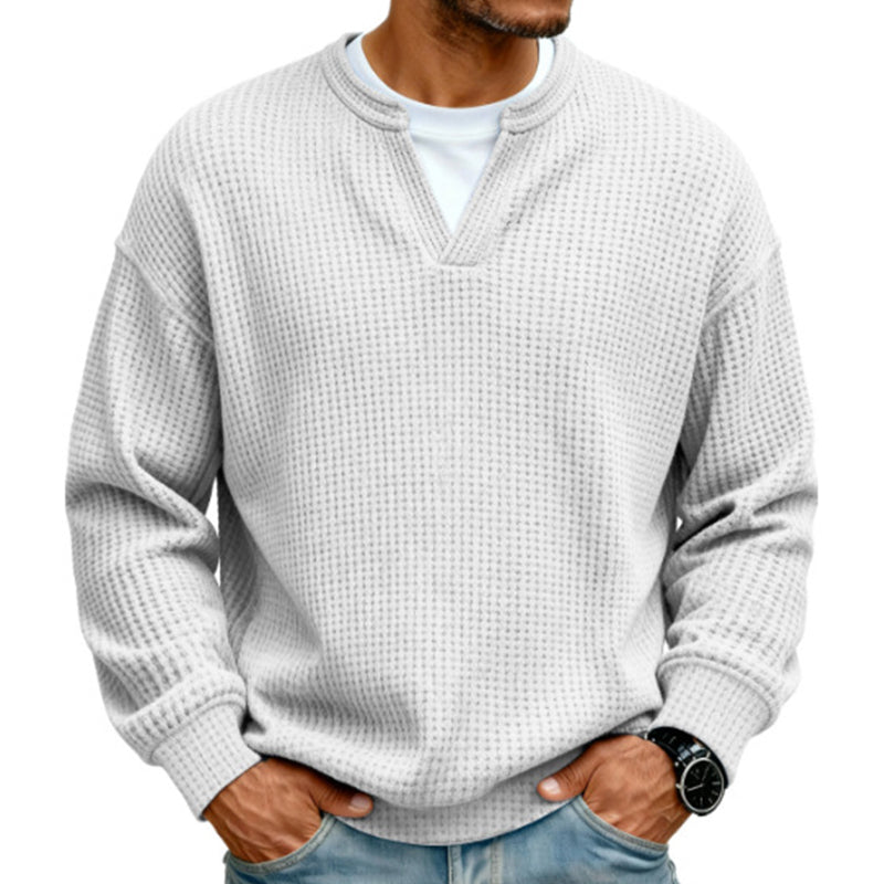 ⏳LAST DAY 66% OFF! 🔥 Timeless Comfort | Men's Textured Waffle Layered-Look Long-Sleeve Tee