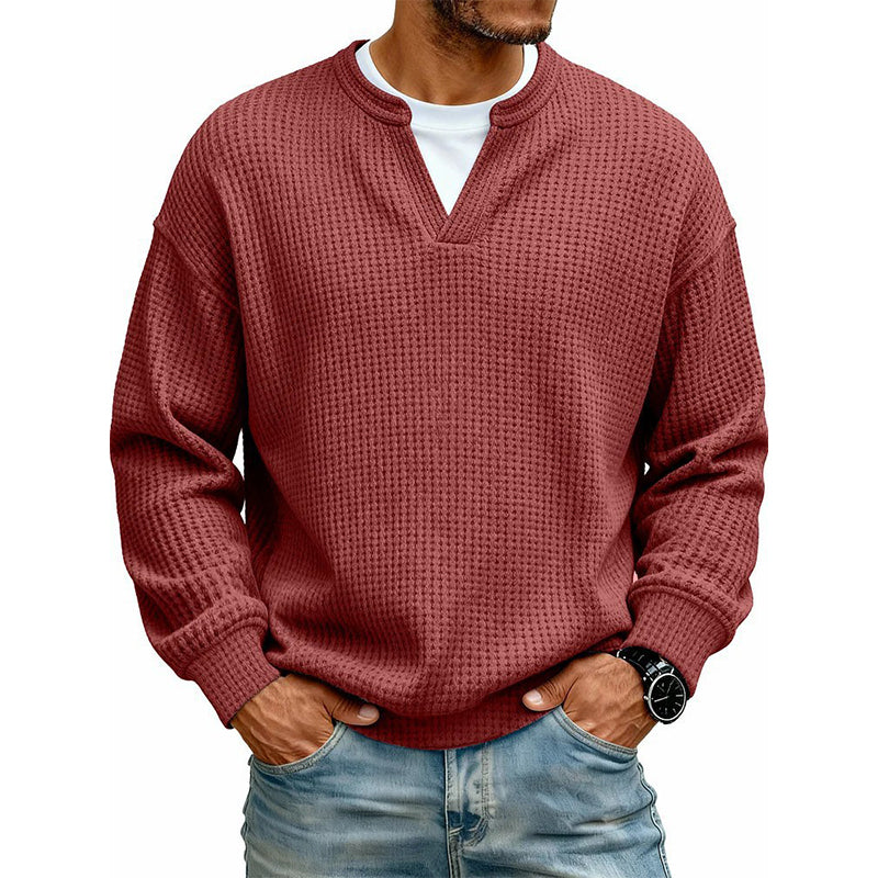 ⏳LAST DAY 66% OFF! 🔥 Timeless Comfort | Men's Textured Waffle Layered-Look Long-Sleeve Tee