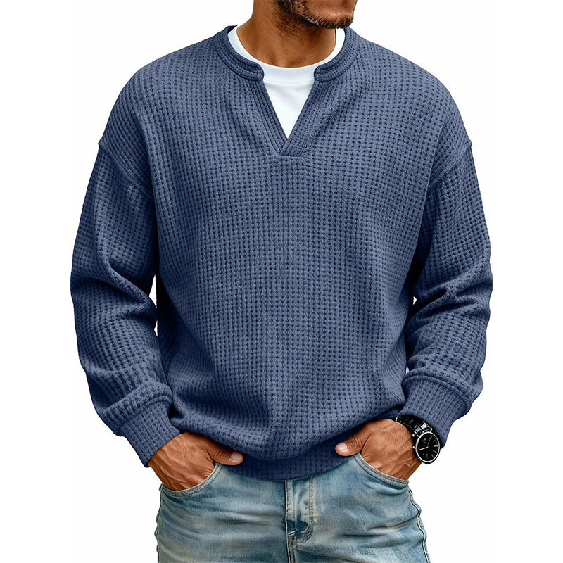 ⏳LAST DAY 66% OFF! 🔥 Timeless Comfort | Men's Textured Waffle Layered-Look Long-Sleeve Tee