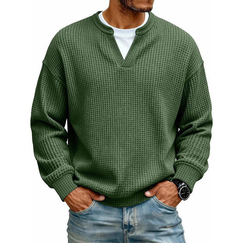 ⏳LAST DAY 66% OFF! 🔥 Timeless Comfort | Men's Textured Waffle Layered-Look Long-Sleeve Tee