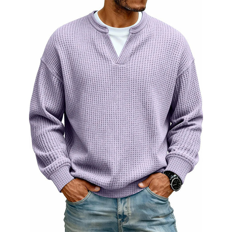 ⏳LAST DAY 66% OFF! 🔥 Timeless Comfort | Men's Textured Waffle Layered-Look Long-Sleeve Tee