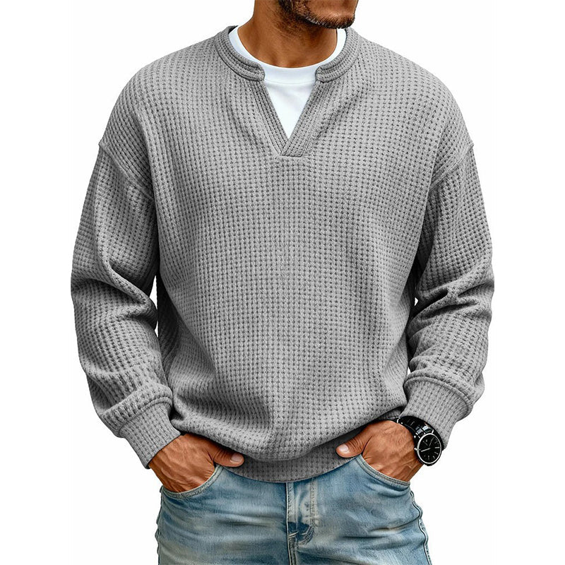 ⏳LAST DAY 66% OFF! 🔥 Timeless Comfort | Men's Textured Waffle Layered-Look Long-Sleeve Tee
