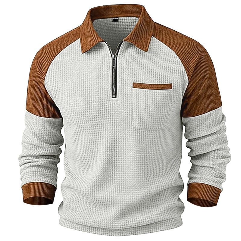 LAST DAY 66% OFF! 🔥 Timeless Comfort | Men's Textured Waffle Knit Quarter-Zip Sweatshirt