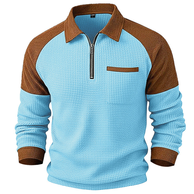 LAST DAY 66% OFF! 🔥 Timeless Comfort | Men's Textured Waffle Knit Quarter-Zip Sweatshirt