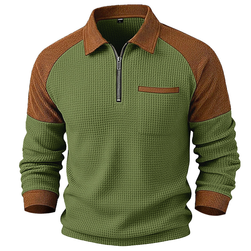 LAST DAY 66% OFF! 🔥 Timeless Comfort | Men's Textured Waffle Knit Quarter-Zip Sweatshirt