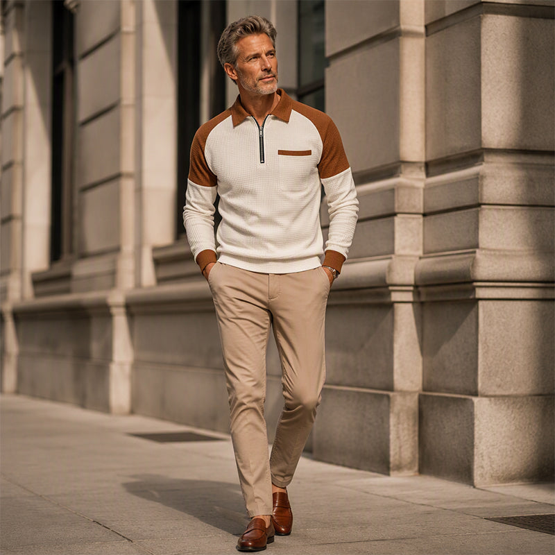 LAST DAY 66% OFF! 🔥 Timeless Comfort | Men's Textured Waffle Knit Quarter-Zip Sweatshirt