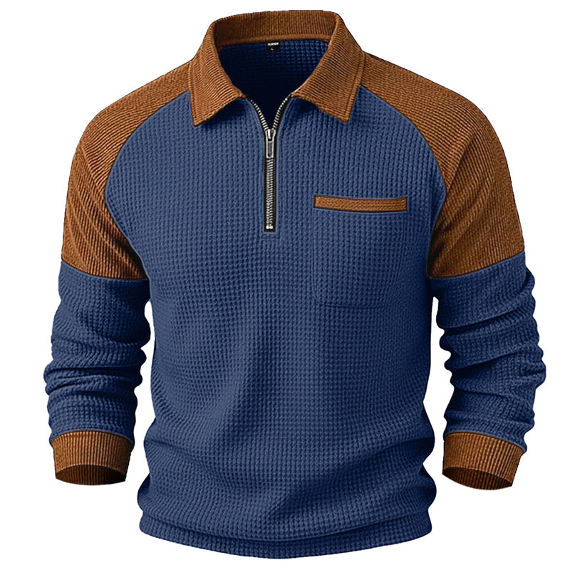 LAST DAY 66% OFF! 🔥 Timeless Comfort | Men's Textured Waffle Knit Quarter-Zip Sweatshirt
