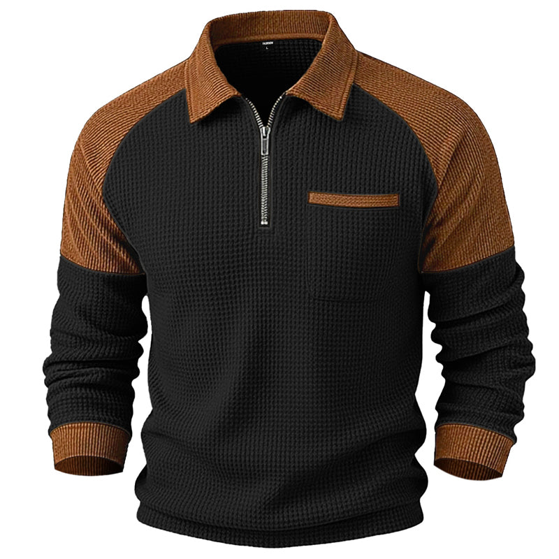 LAST DAY 66% OFF! 🔥 Timeless Comfort | Men's Textured Waffle Knit Quarter-Zip Sweatshirt
